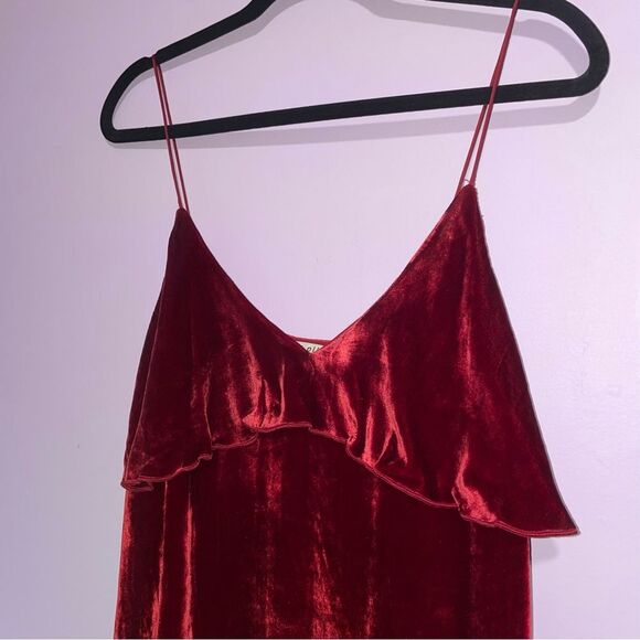 Alice + Olivia Red Velvet Mini Shift Dress Womens Size M Romantic Vamp Witchy - Picture 2 of 7